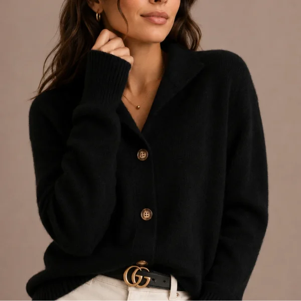 Strick-Cardigan mit Kragen und Knopfleiste